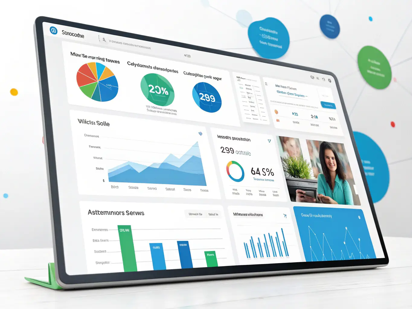 A screenshot of the Shelfies web portal dashboard, showcasing video analytics and reporting features, with charts and graphs illustrating product performance.